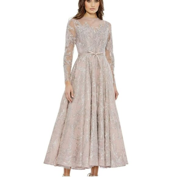 Mac Duggal Dresses & Skirts - Mac Duggal Illusion Embellished Lace Applique A-line Formal Dress Sz 12 NWT